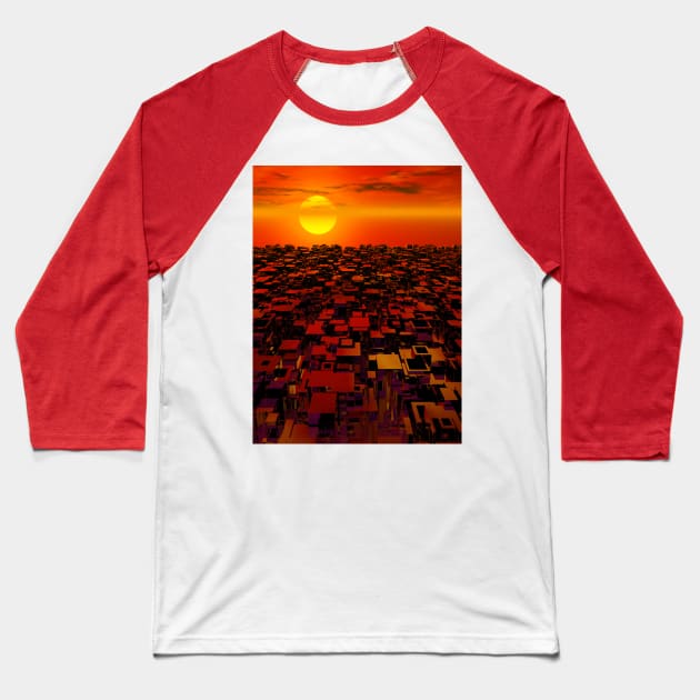 City and Sun Baseball T-Shirt by perkinsdesigns